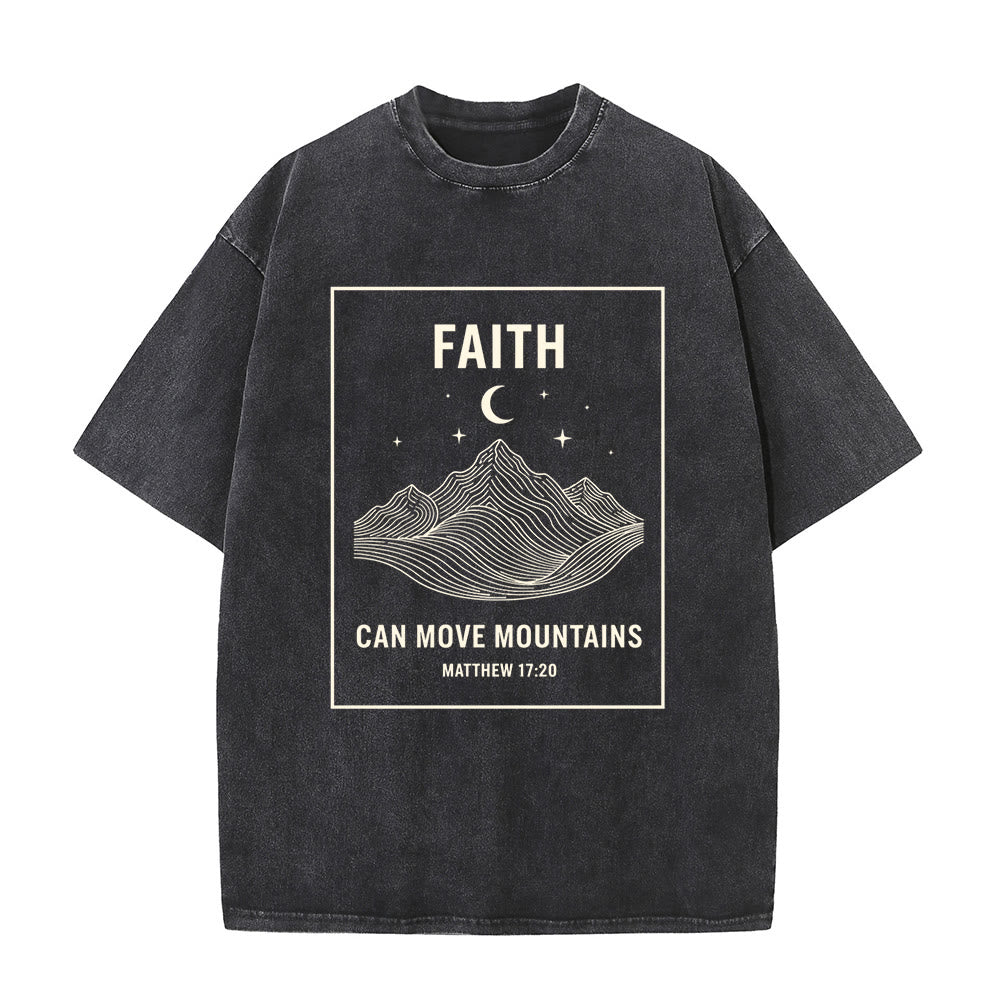 Christianartworkshop Faith Can Move Mountains Matthew 17:20 Unisex Washed T-Shirt - Black - 5XL - image 7