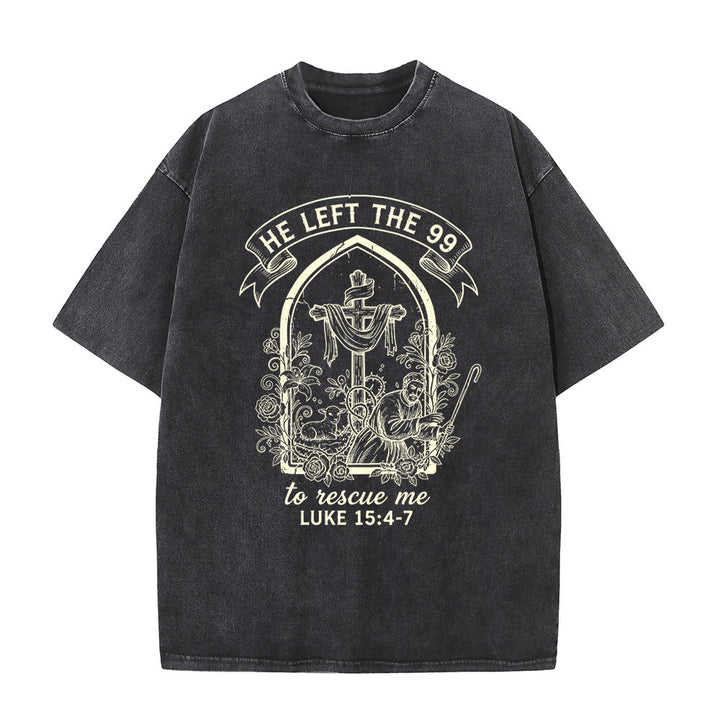 Christianartworkshop His Relentless Care Shepherd & Lamb Unisex Washed T-Shirt - Black - 5XL - image 8