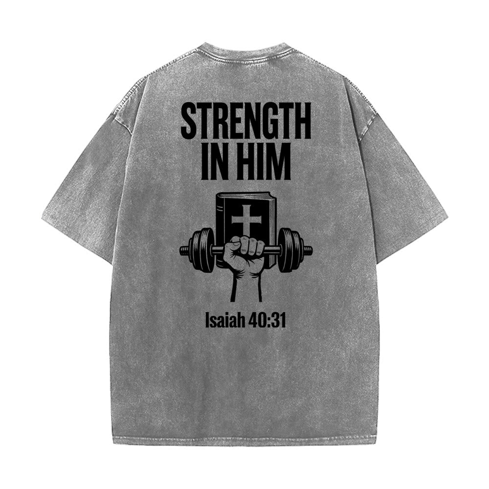 Christianartworkshop Strength in Him Isaiah 40:31 Graphic Unisex Washed T-Shirt - image 8