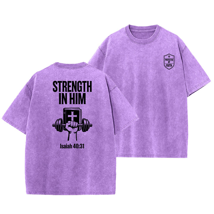 Christianartworkshop Strength in Him Isaiah 40:31 Graphic Unisex Washed T-Shirt - Purple - 5XL - image 24
