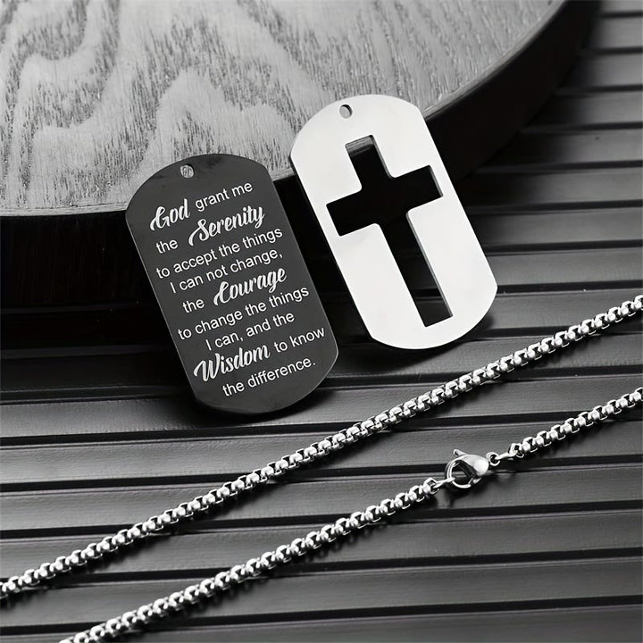 Christianartworkshop Polished Metal Cross Cutout & Engraved Verse Necklace: Carry His Promise Close Daily - image 2