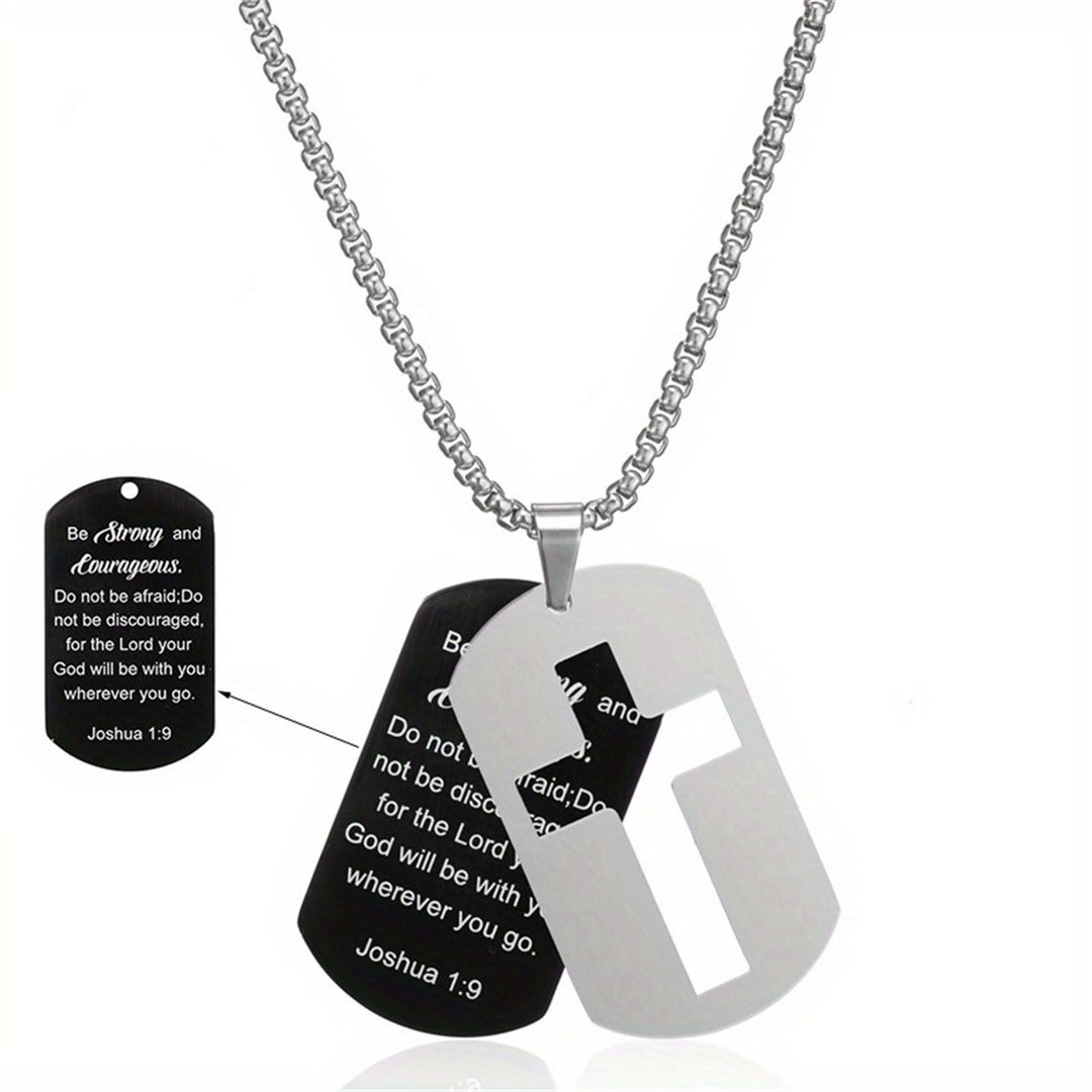 Christianartworkshop Polished Metal Cross Cutout & Engraved Verse Necklace: Carry His Promise Close Daily - Joshua 1:9 - image 8