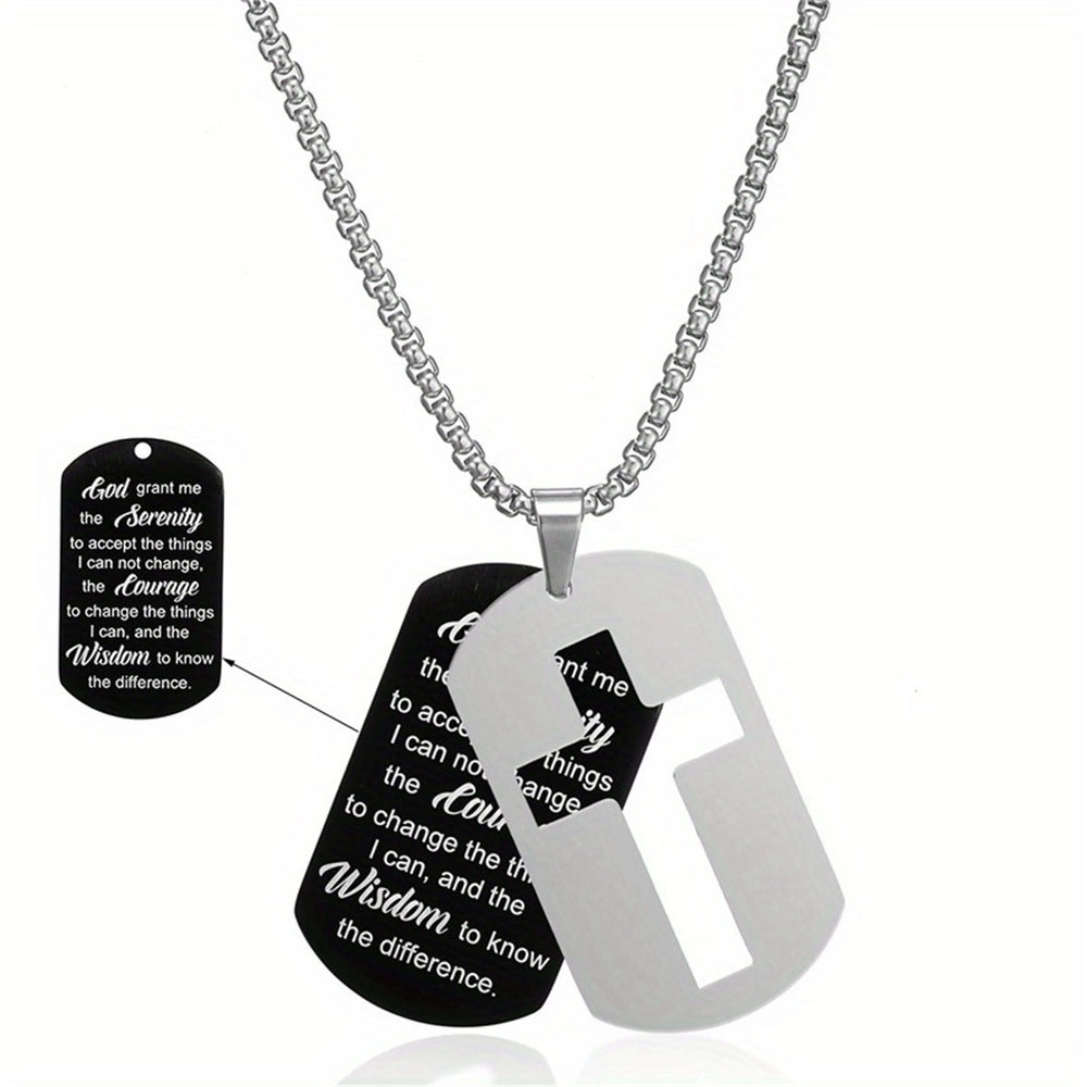 Christianartworkshop Polished Metal Cross Cutout & Engraved Verse Necklace: Carry His Promise Close Daily - image 1
