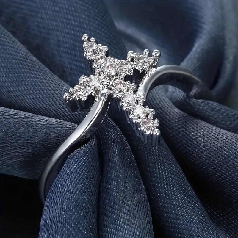 Christianartworkshop Cross Ring with Clustered Cubic Zirconia Accents: Embody His Gentle Grace - image 6
