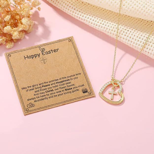 Christianartworkshop Intertwined Heart Cross Necklace with Card: Embody His Easter Joy & Grace - image 5