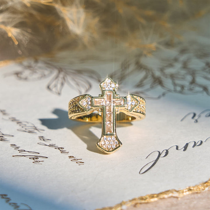 Christianartworkshop Central Cross Motif Ring with Cubic Zirconia Accents: Carry His Care in Daily Wear - image 1