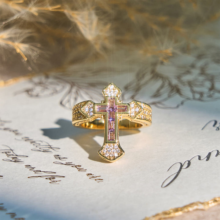 Christianartworkshop Central Cross Motif Ring with Cubic Zirconia Accents: Carry His Care in Daily Wear - image 3