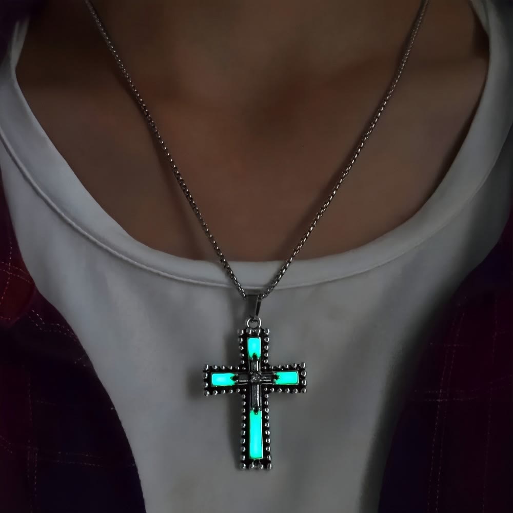 Christianartworkshop Glow-in-the-Dark Cross Jewelry Set with Volcanic Stone: Hold His Grace Close After Dark - image 5