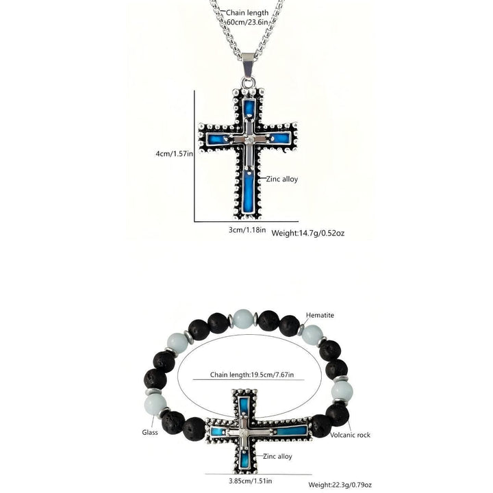 Christianartworkshop Glow-in-the-Dark Cross Jewelry Set with Volcanic Stone: Hold His Grace Close After Dark - image 9