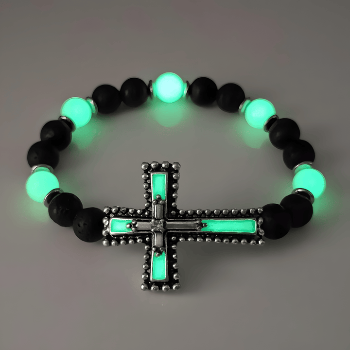 Christianartworkshop Glow-in-the-Dark Cross Jewelry Set with Volcanic Stone: Hold His Grace Close After Dark - image 6