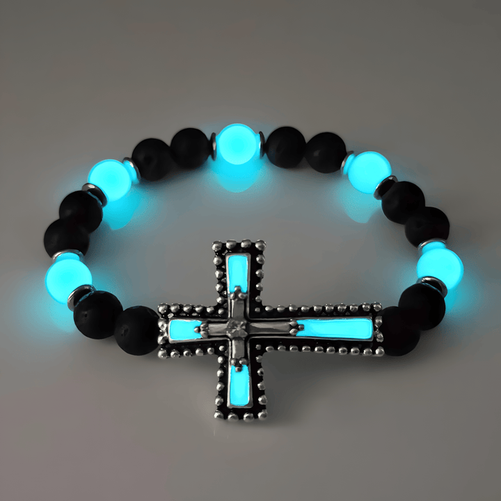 Christianartworkshop Glow-in-the-Dark Cross Jewelry Set with Volcanic Stone: Hold His Grace Close After Dark - image 8