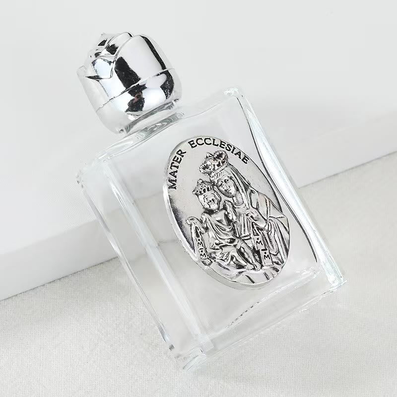 Christianartworkshop Embossed Sacred Icon Holy Water Bottle: Carry His Care in Spiritual Moments - Square Bottle - Mater Ecclesiae - Silver - image 14
