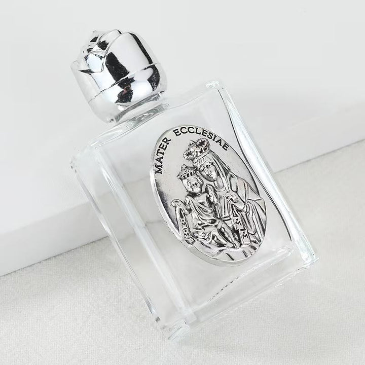 Christianartworkshop Embossed Sacred Icon Holy Water Bottle: Carry His Care in Spiritual Moments - Square Bottle - Mater Ecclesiae - Silver - image 14