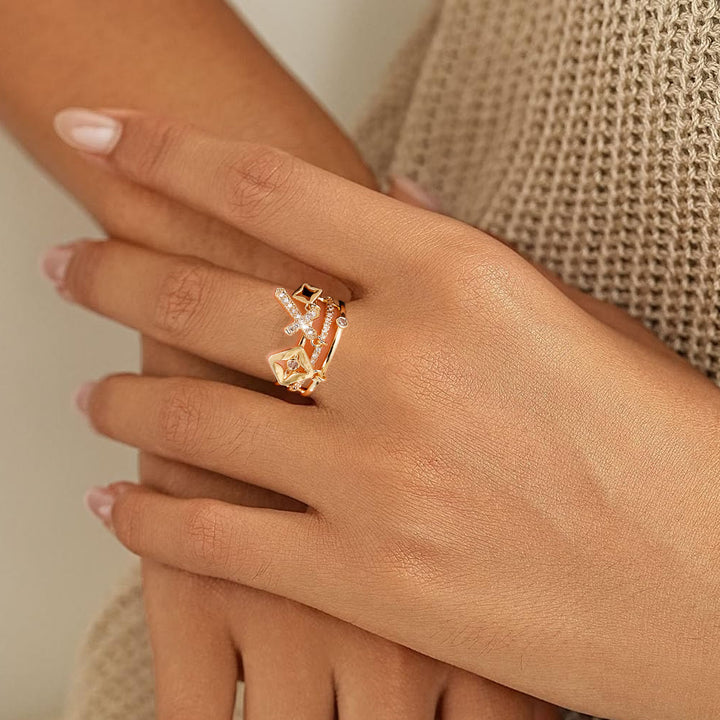 Christianartworkshop Shimmering Cross Charm Layered Band Ring: Remind of His Quiet Peace - image 2