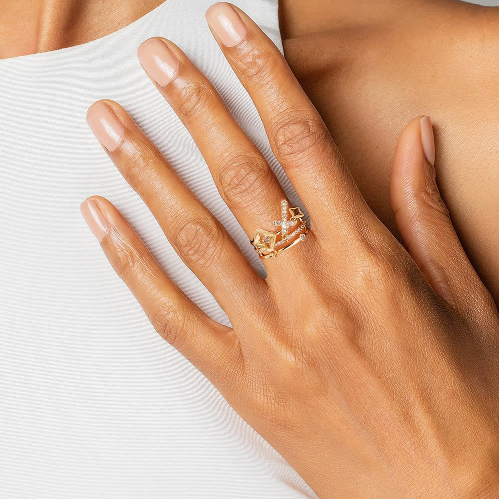 Christianartworkshop Shimmering Cross Charm Layered Band Ring: Remind of His Quiet Peace - image 6