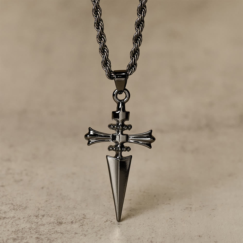 Christianartworkshop Cross-Dagger Fusion Shape Pendant Necklace: Embody His Courageous Protection - Black - image 3