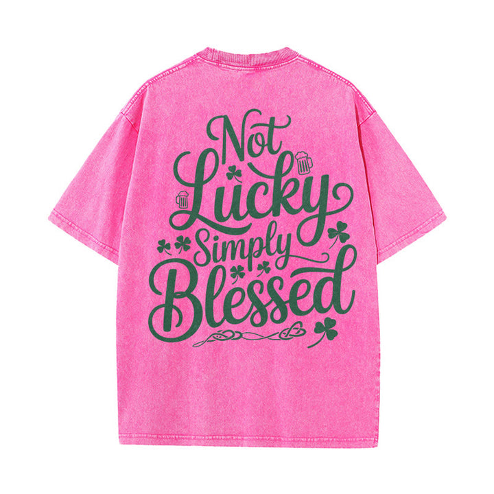 Christianartworkshop Not Lucky Simply Blessed Romans 4:7-8 Unisex Washed T-Shirt - Pink - 5XL - image 8