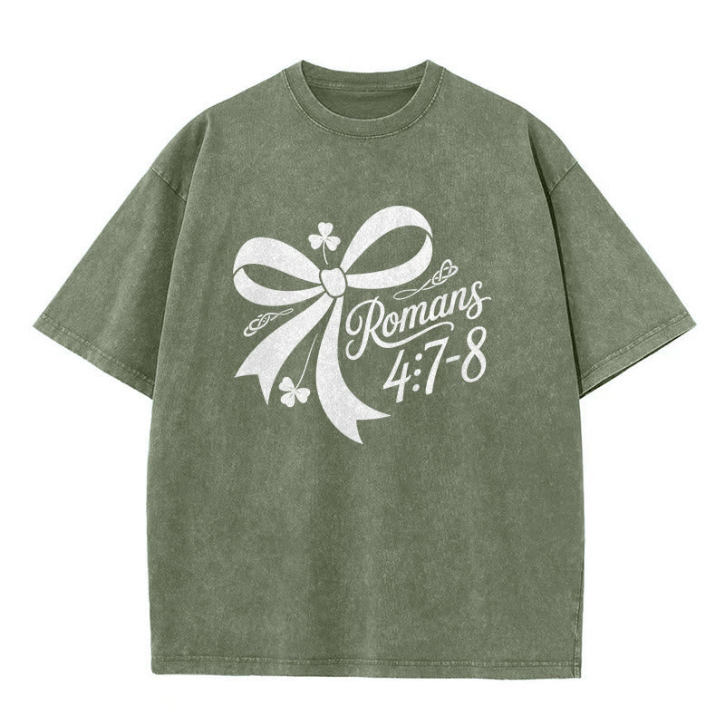 Christianartworkshop Not Lucky Simply Blessed Romans 4:7-8 Unisex Washed T-Shirt - image 21