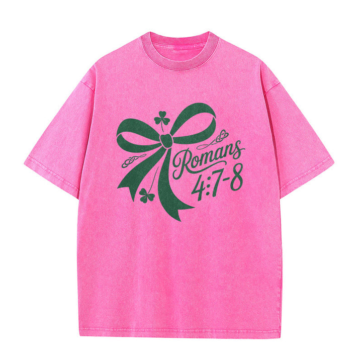 Christianartworkshop Not Lucky Simply Blessed Romans 4:7-8 Unisex Washed T-Shirt - image 9