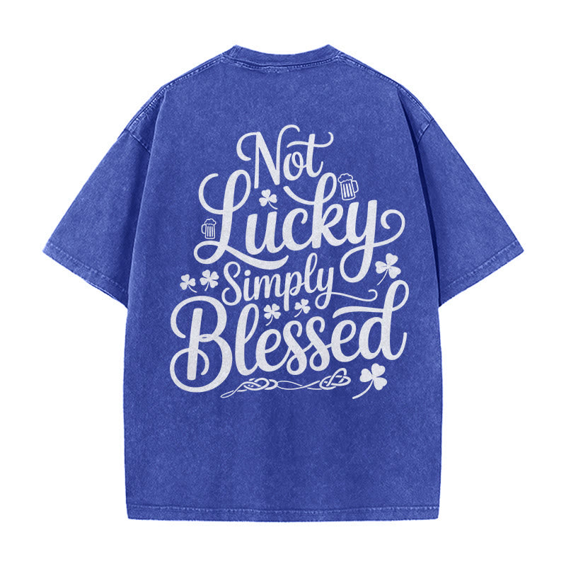 Christianartworkshop Not Lucky Simply Blessed Romans 4:7-8 Unisex Washed T-Shirt - Blue - 5XL - image 12