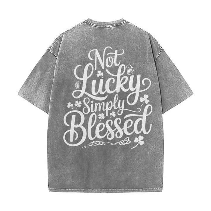 Christianartworkshop Not Lucky Simply Blessed Romans 4:7-8 Unisex Washed T-Shirt - Grey - 5XL - image 14