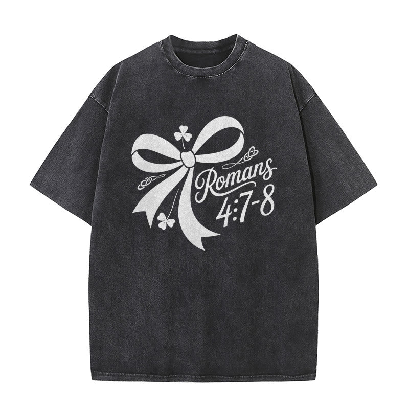 Christianartworkshop Not Lucky Simply Blessed Romans 4:7-8 Unisex Washed T-Shirt - image 17