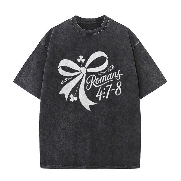 Christianartworkshop Not Lucky Simply Blessed Romans 4:7-8 Unisex Washed T-Shirt - image 17