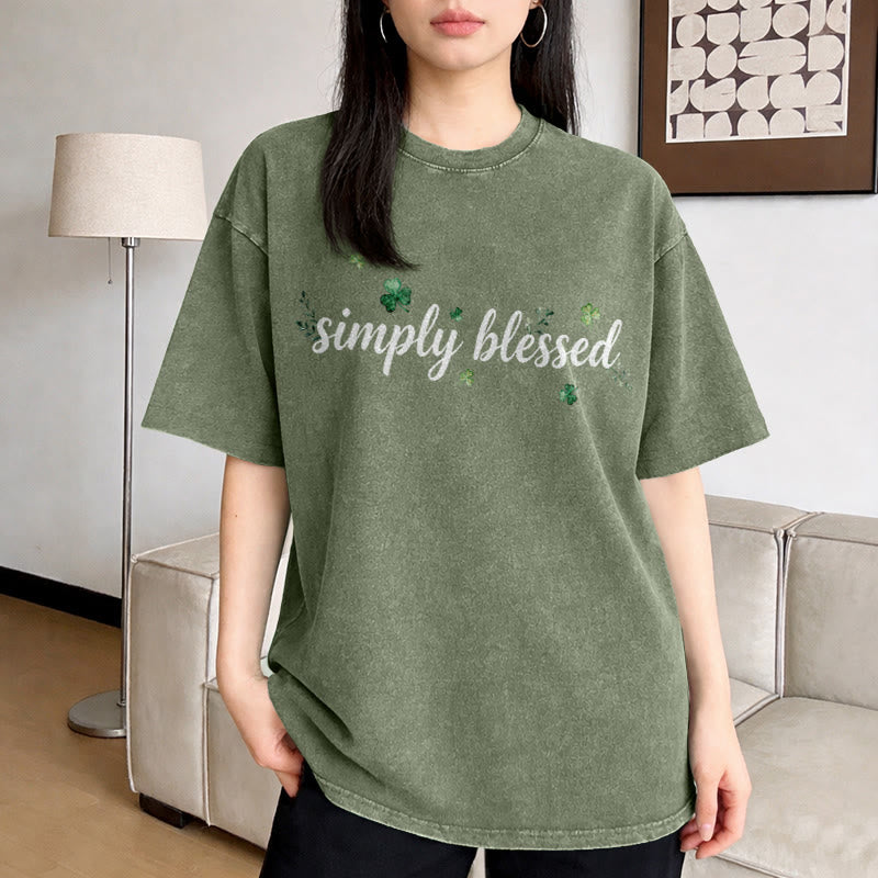 Christianartworkshop Not Lucky Simply Blessed Psalm 34:8 Unisex Washed T-Shirt - image 5