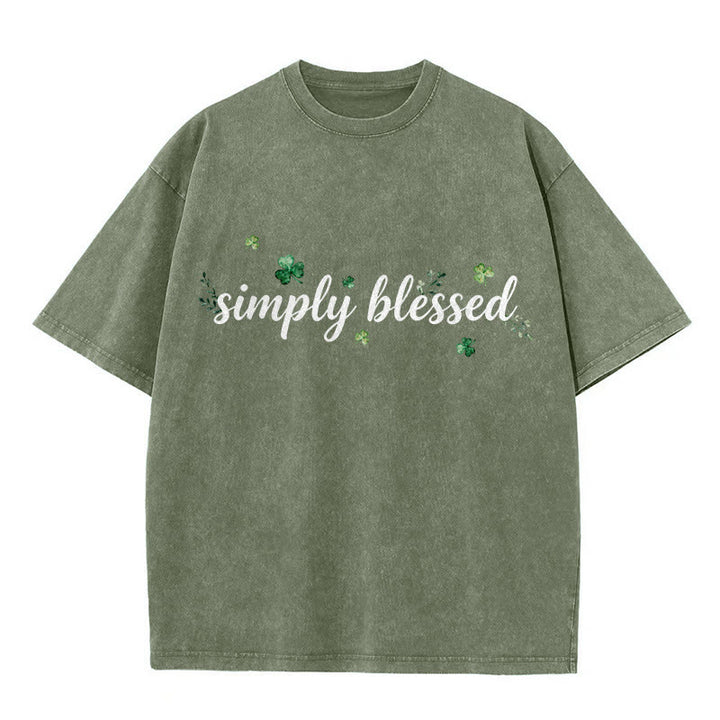 Christianartworkshop Not Lucky Simply Blessed Psalm 34:8 Unisex Washed T-Shirt - image 1
