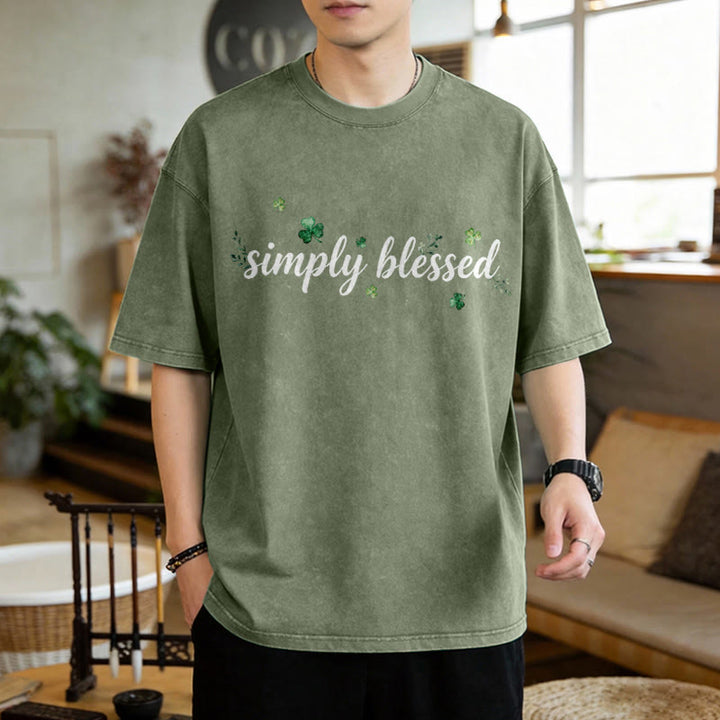 Christianartworkshop Not Lucky Simply Blessed Psalm 34:8 Unisex Washed T-Shirt - image 3