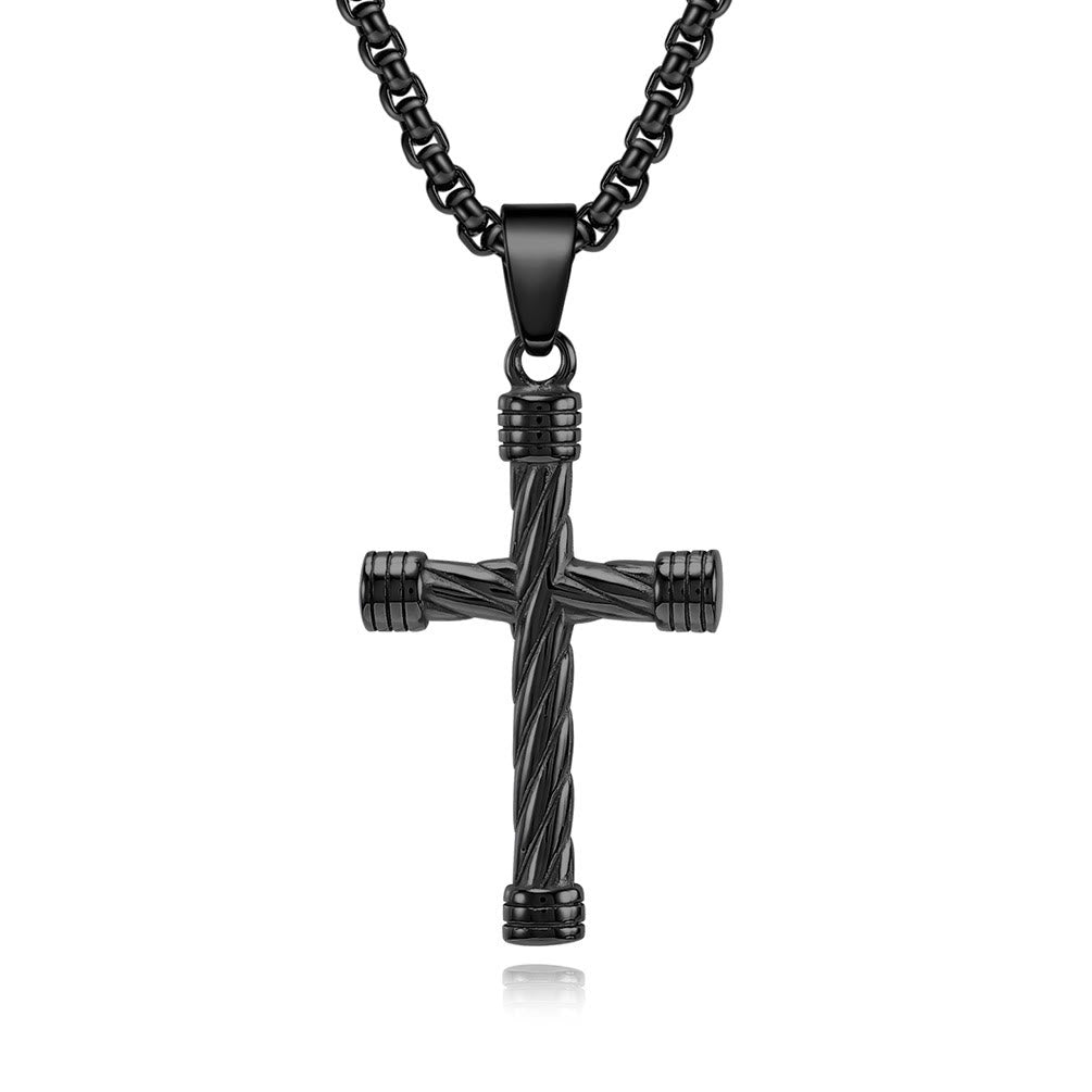 Christianartworkshop Twisted Texture Cross Pendant Necklace: Embody His Enduring Strength - Black - image 5