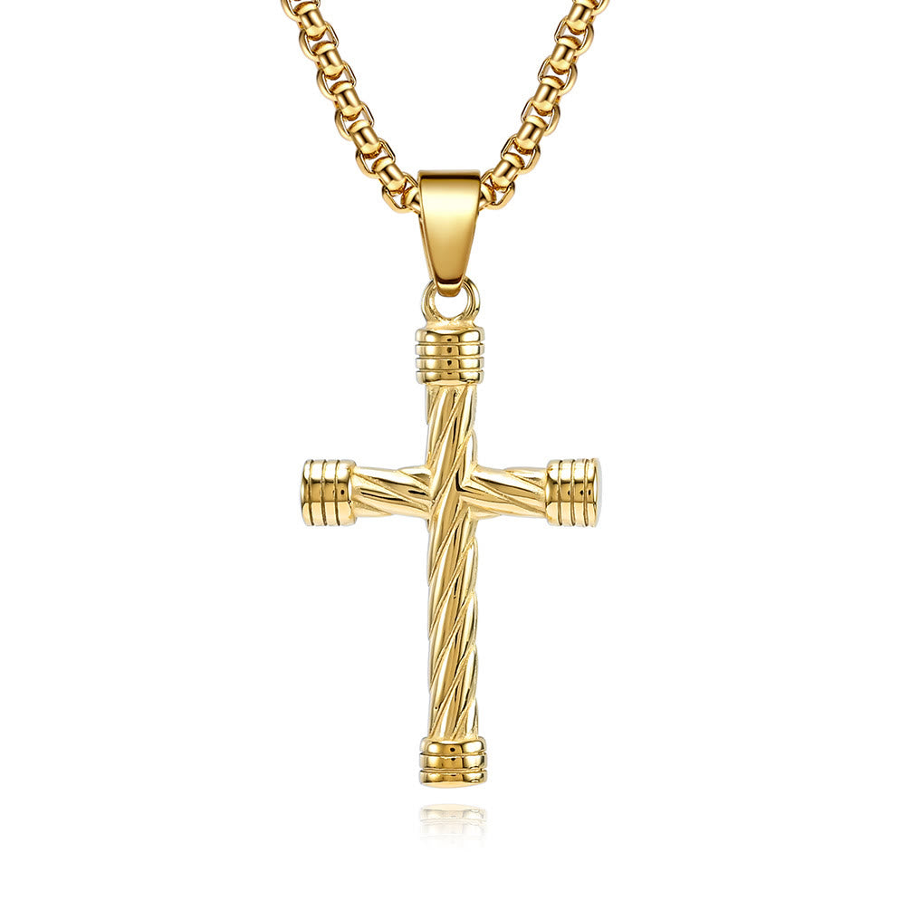 Christianartworkshop Twisted Texture Cross Pendant Necklace: Embody His Enduring Strength - Golden - image 4