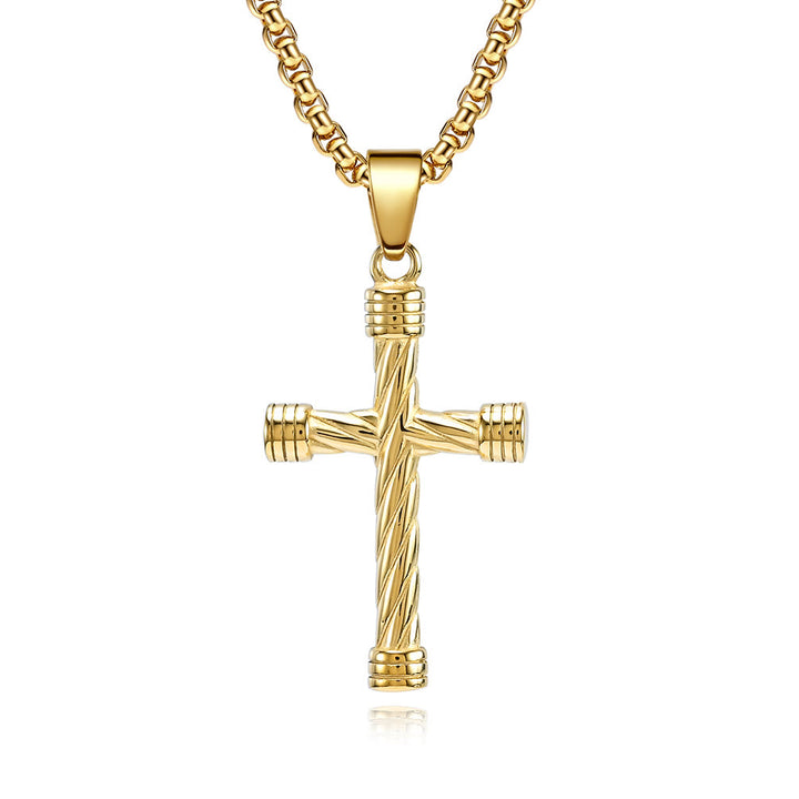 Christianartworkshop Twisted Texture Cross Pendant Necklace: Embody His Enduring Strength - Golden - image 4