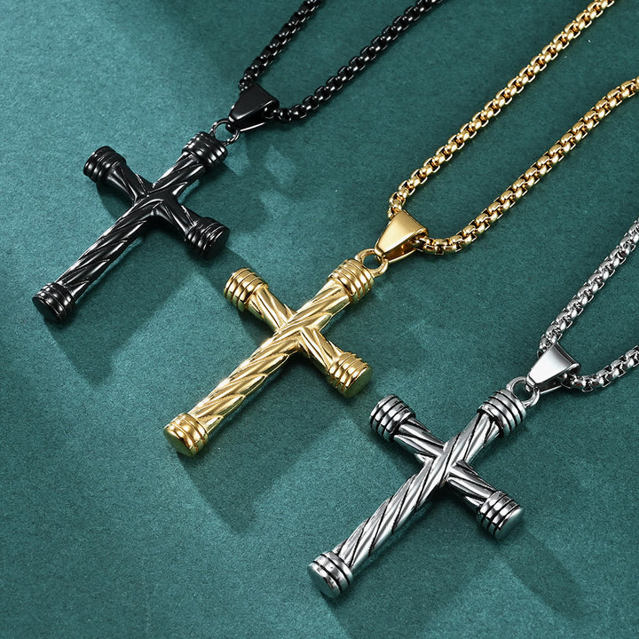 Christianartworkshop Twisted Texture Cross Pendant Necklace: Embody His Enduring Strength - image 0