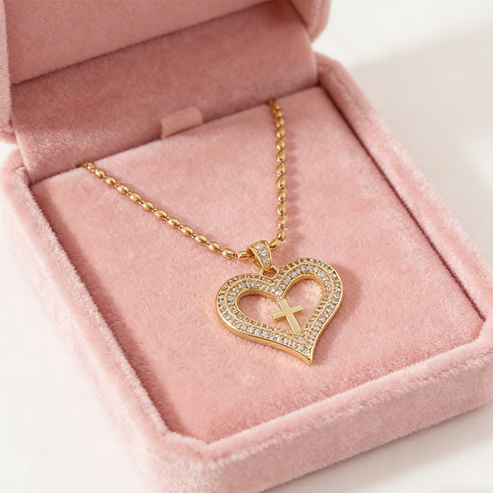 Christianartworkshop Golden Heart & Cross Sparkle Pendant Necklace: Embody His Sacred Love - image 4