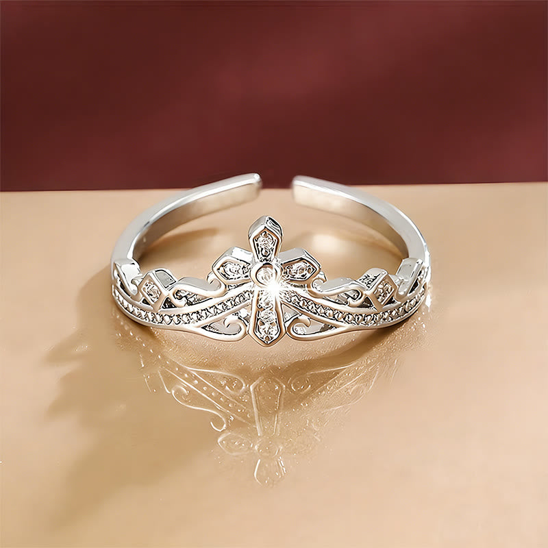 Christianartworkshop Dual Polished Style Cross-Crown Ring: Carry His Royal Care Close Daily - image 5