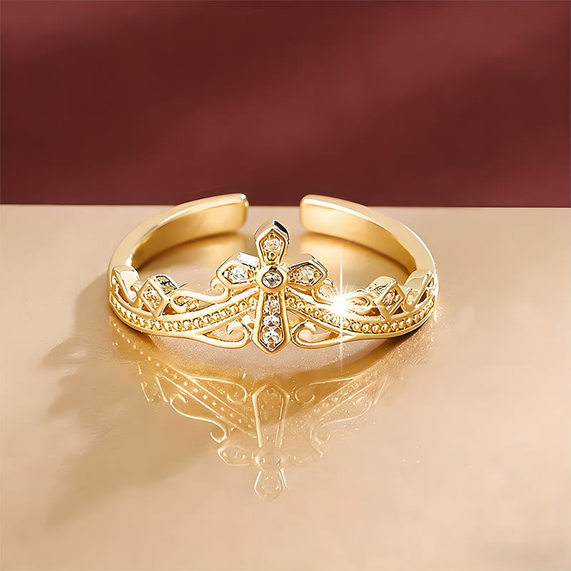 Christianartworkshop Dual Polished Style Cross-Crown Ring: Carry His Royal Care Close Daily - image 2