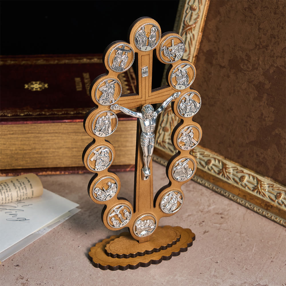 Christianartworkshop 14 Stations of the Crucifix Wooden Desktop Ornament: Embody His Sacred Journey - image 5