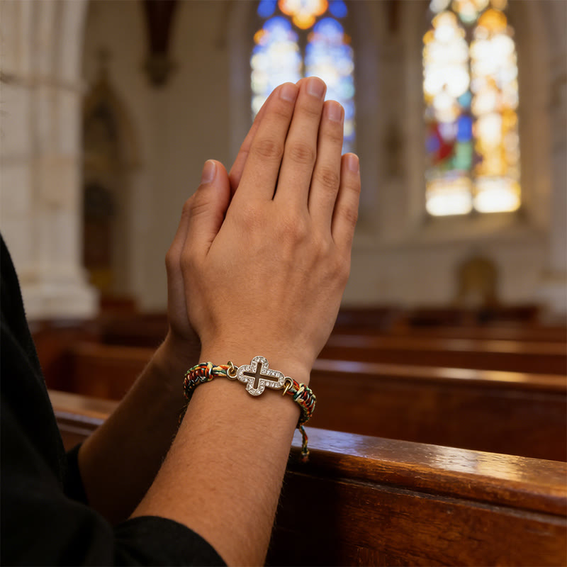 Christianartworkshop Woven Cord Cross with Shimmering Cross Bracelet: Ground Your Faith in His Enduring Presence - image 12