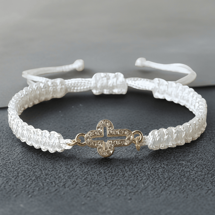 Christianartworkshop Woven Cord Cross with Shimmering Cross Bracelet: Ground Your Faith in His Enduring Presence - White - image 8