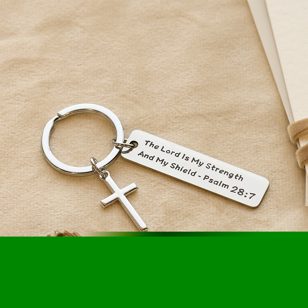 Christianartworkshop Engraved Bible Verse Keychain with Cross Charm: Carry Jesus’ Promises Wherever You Go - Psalm 28:7 - image 8