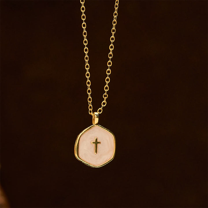 Christianartworkshop Geometric Cross Pendant Necklace in Pastel Hues - image 3