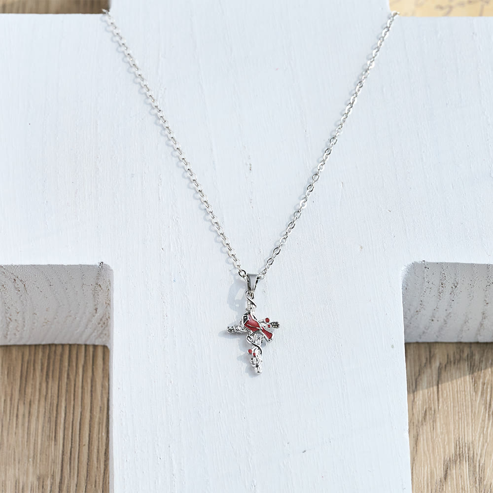 Christianartworkshop Crafted Cardinal Necklace Cross Pendant Red Bird Necklace - image 3