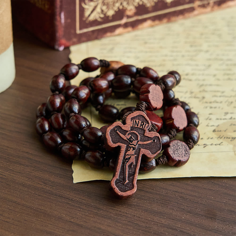 Handcrafted Christian Cross Rosewood Rosary - image 3