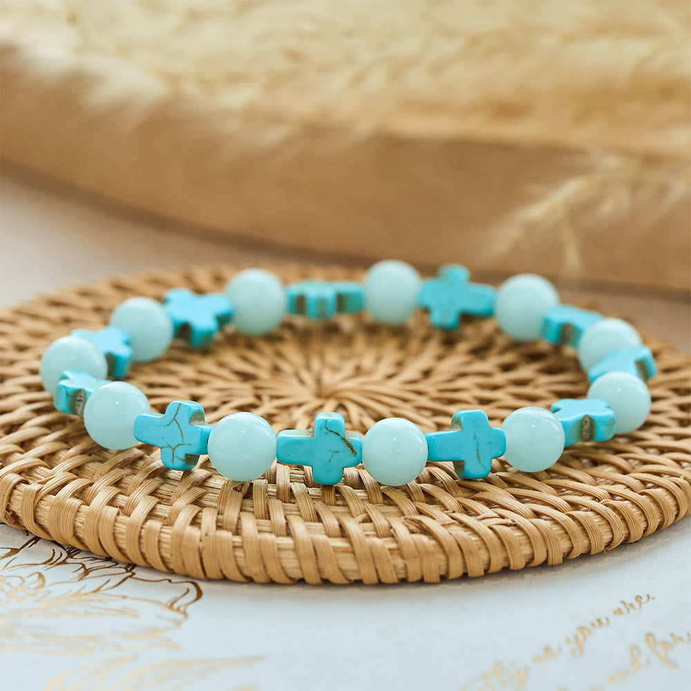 Christianartworkshop Turquoise Cross with Luminous Pearls Bracelet - image 4