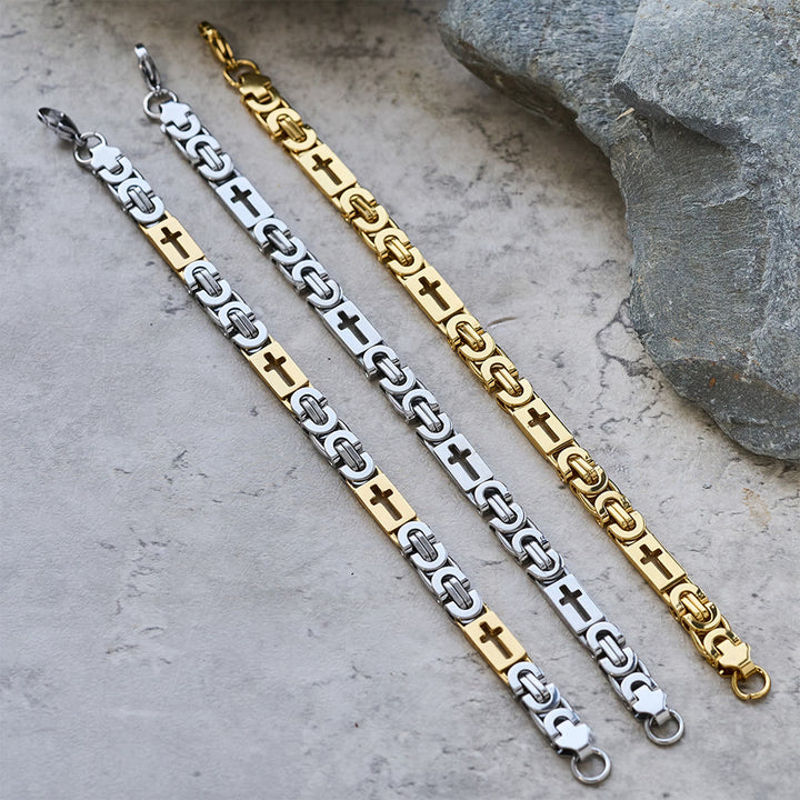 Christianartworkshop Tri - Color Cross - Embedded Chain Necklace & Bracelet: Bold Faith Statement - image 12