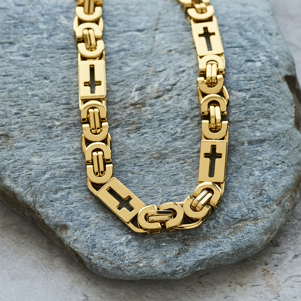 Christianartworkshop Tri - Color Cross - Embedded Chain Necklace & Bracelet: Bold Faith Statement - image 7