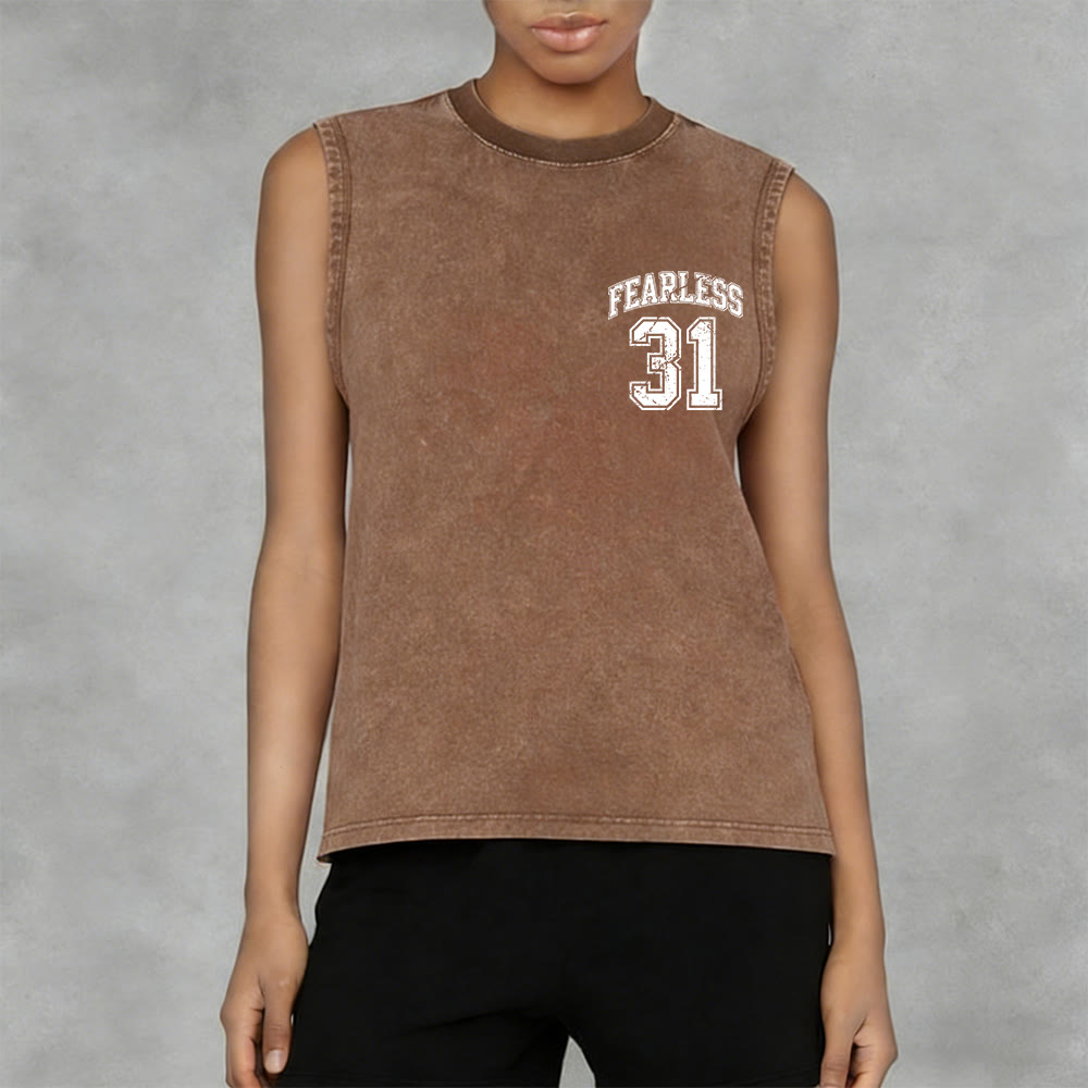 Christianartworkshop Proverbs 31: Fearless Varsity Unisex Washed Tank Top - image 19