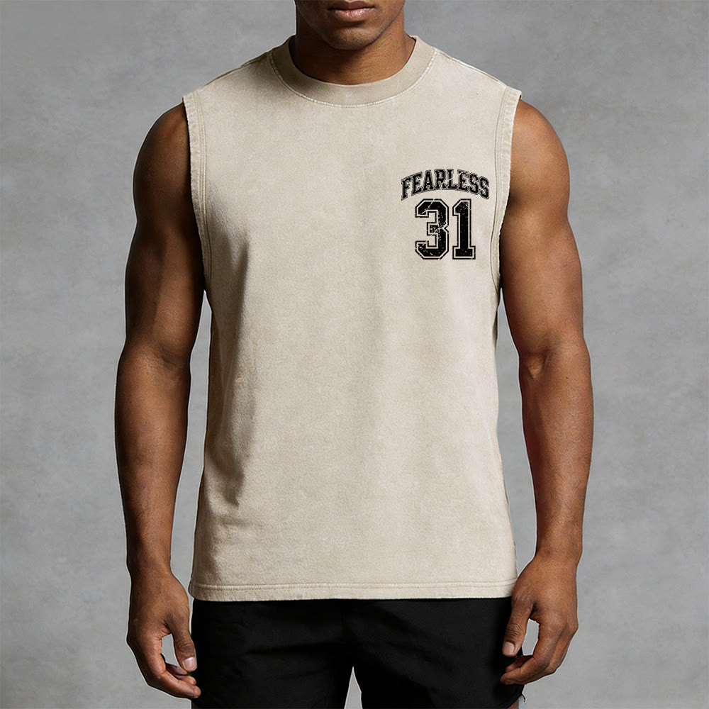 Christianartworkshop Proverbs 31: Fearless Varsity Unisex Washed Tank Top - image 31