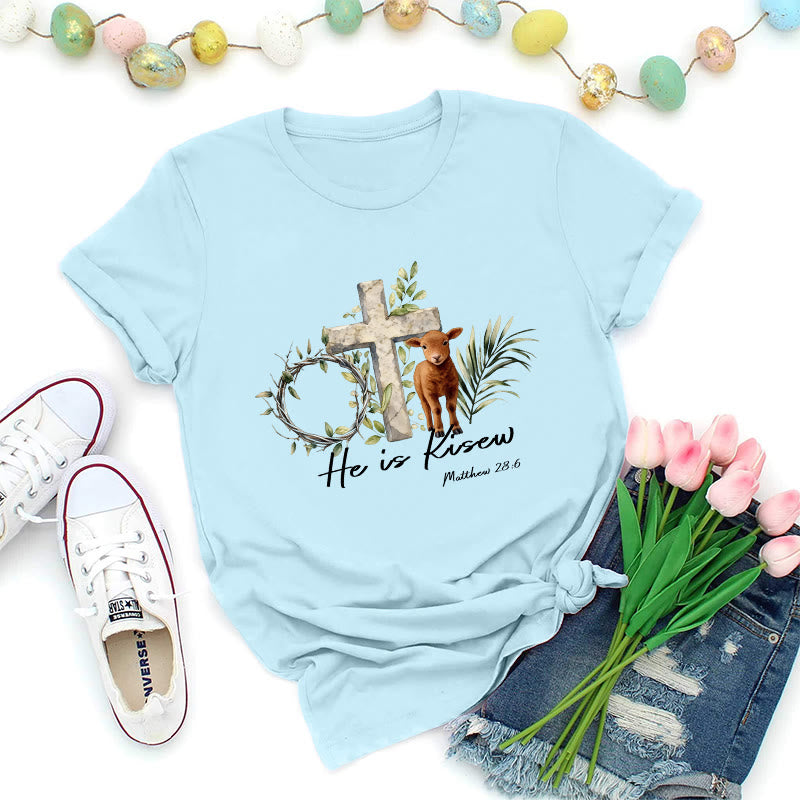 Christianartworkshop He Is Risen Matthew 28:6 Premium T-Shirt - Blue - 2XL - image 3